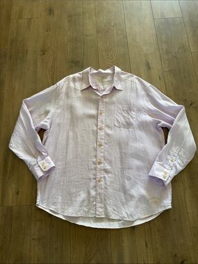 Tommy Bahama Men 100% Linen Button-Up Shirt Long Sleeve Lavender Size XXL Tall